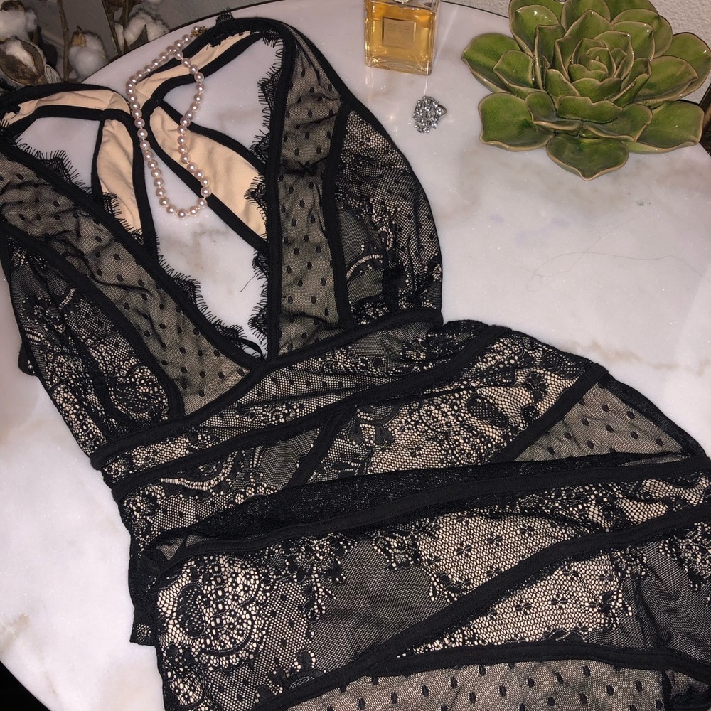 Black Lace Bebe Cocktail Dress - XS